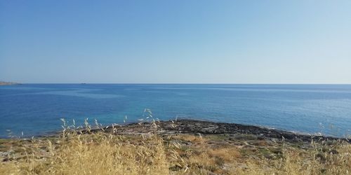 Scenic view of sea against clear sky