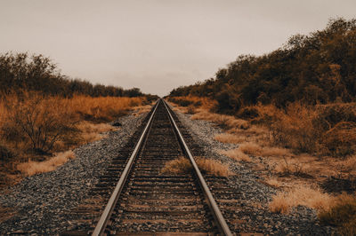 Railroad track against sky