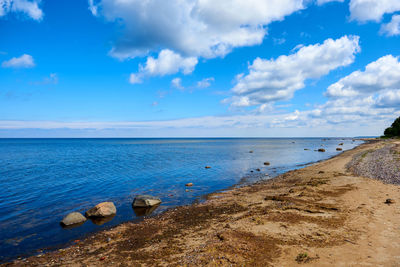 Scenic view of sea against cloudy sky