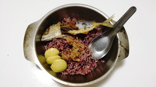 Directly above shot of food in bowl