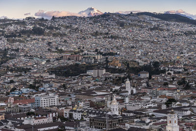 High angle view of townscape against sky