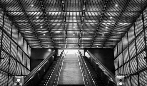 Low angle view of escalator in subway station