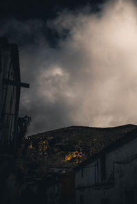 Low angle view of old building against sky