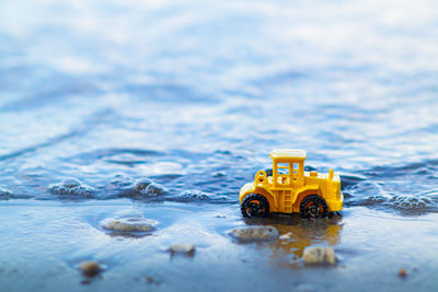 Close-up of toy car on table