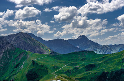 Scenic view of mountains against sky