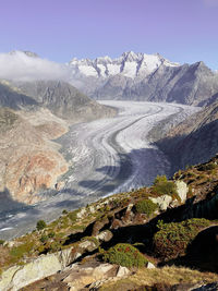 Sundown at aletsch glacier in switzerland