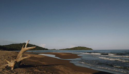 Scenic view of sea against clear sky