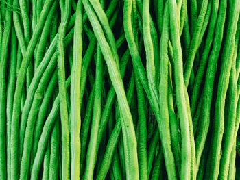 Full frame shot of green beans for sale at market