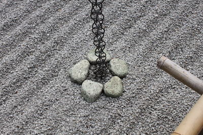 High angle view of stones at japanese rock garden