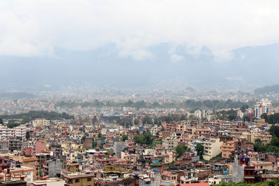 High angle view of townscape against sky