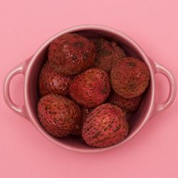 Close-up of strawberries in plate