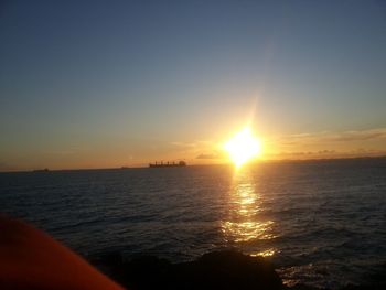 Scenic view of sea during sunset