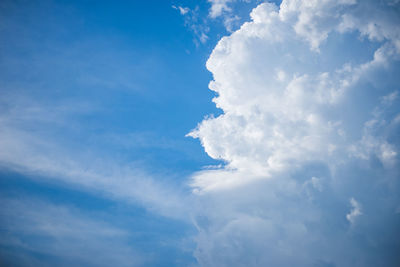 Low angle view of clouds in blue sky