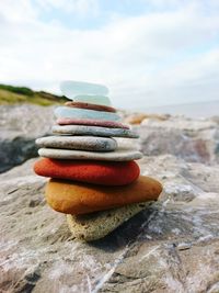 Surface level of pebbles on beach