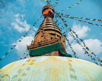 Low angle view of temple against sky