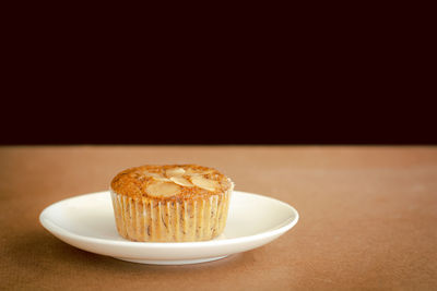 Close-up of dessert in plate on table