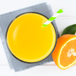 Yellow lemon and orange juice