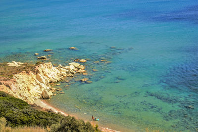 High angle view of beach against sky