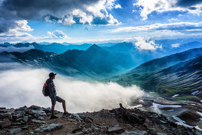 Man hiking on mountain