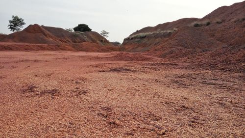 Scenic view of desert land against sky