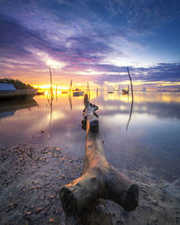 Scenic view of sea during sunset