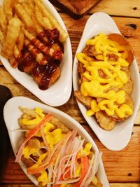 Close-up of food served on table