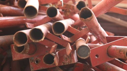 Close-up of rusty metallic pipes