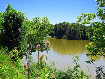 Scenic view of lake against sky