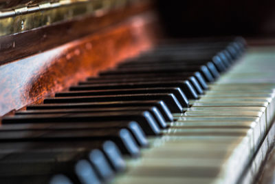 Close-up of piano keys