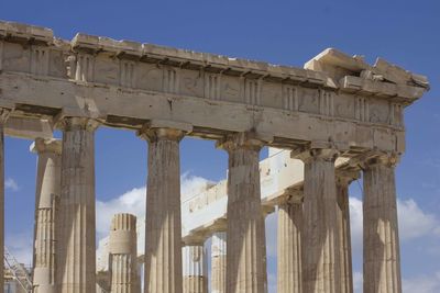  architectural detail of the parthenon and the skyin athens acropolis