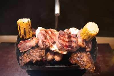 Close-up of food on table