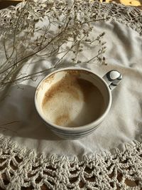 High angle view of coffee on table