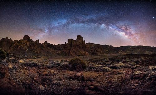 Rock formations at night