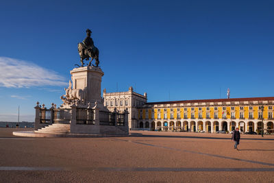 View of historic building against clear blue sky