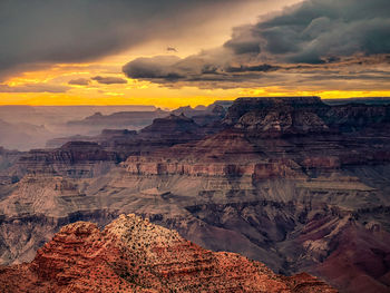 Scenic view of the east south rim at sunset at the grand canyon desert view tower.