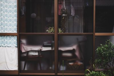 Close-up of window at home