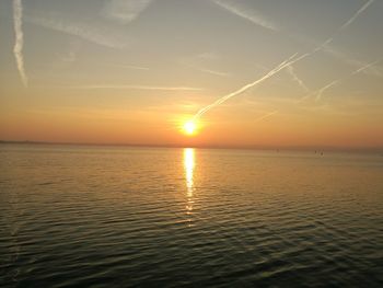 Scenic view of sea against sky during sunset