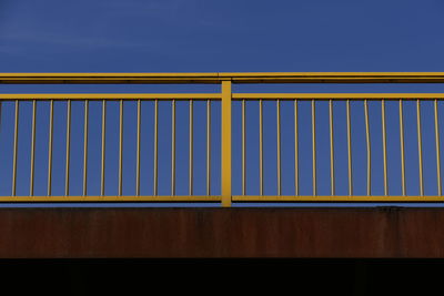 Close-up of railings against clear sky