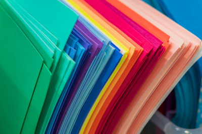 High angle view of multi colored pencils