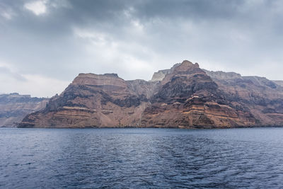 Scenic view of lake against cloudy sky