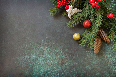 Close-up of christmas tree on table