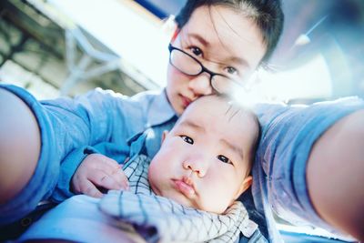 Portrait of mother and baby