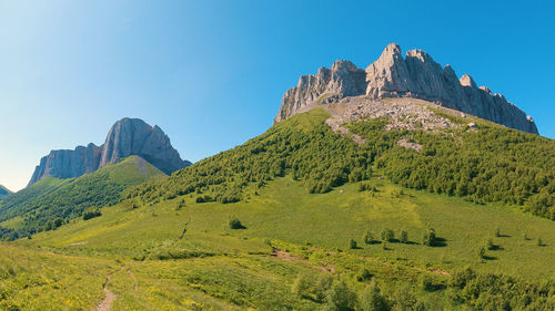 Scenic view of mountains against clear sky