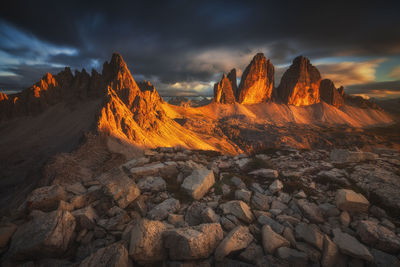 View of mountain on landscape against sky during sunset