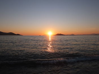 Scenic view of sea against sky during sunset