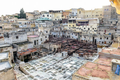 High angle view of townscape against sky