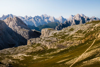 Scenic view of mountains against clear sky