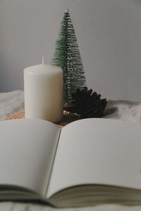 Close-up of christmas decorations on table