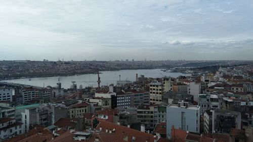 High angle view of townscape against sky