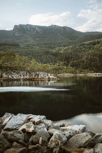 Scenic view of lake against sky